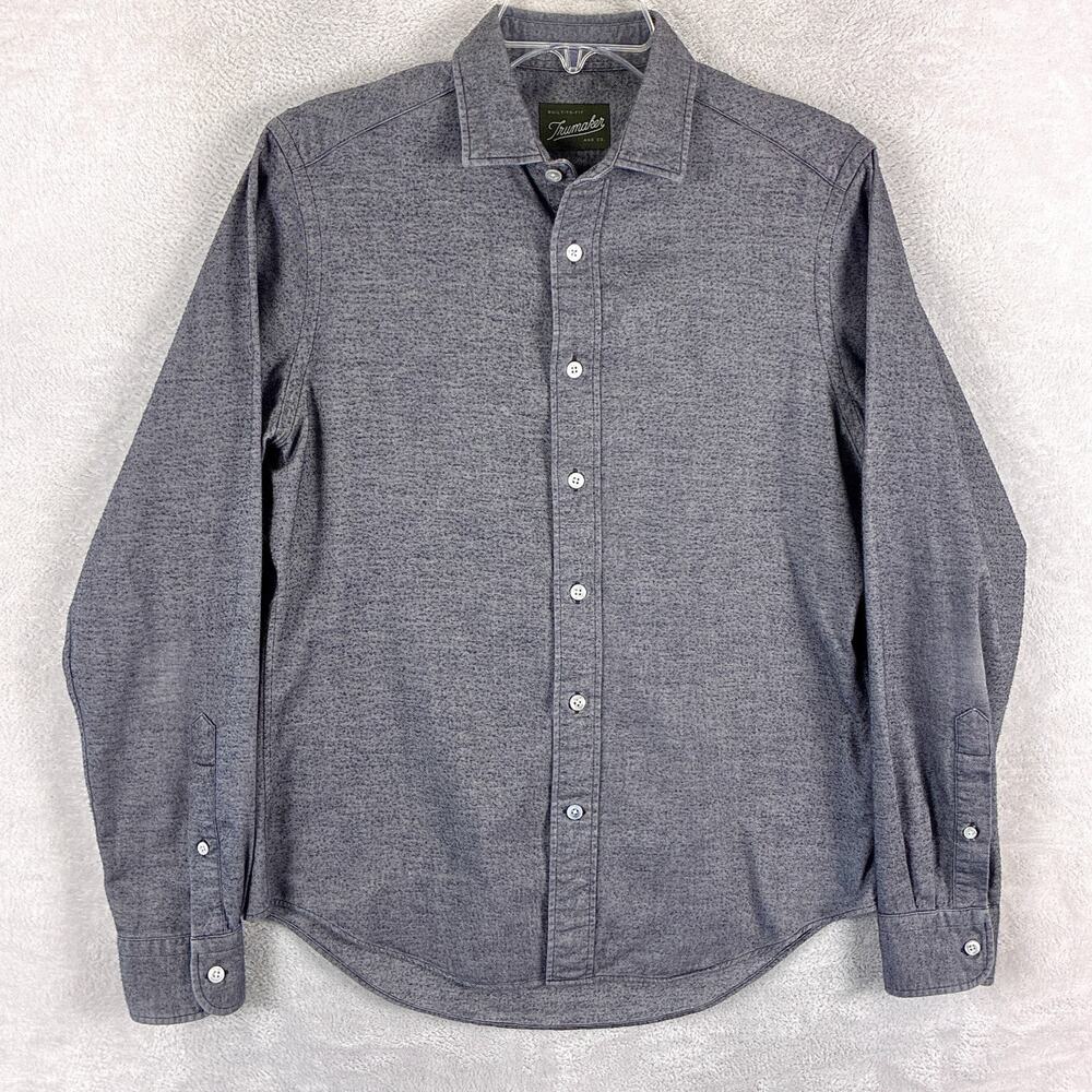 Trumaker Shirt Mens S Gray Ragg Marled Oxford Tailored Preppy Classic OCBD